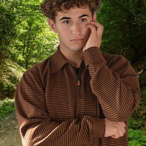 Mens Brown Cashmere Striped Oversized Sweater Relaxed Fit